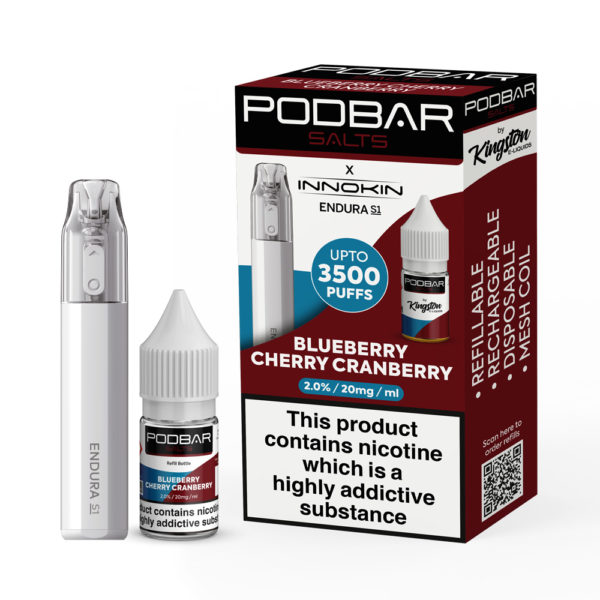 Podbar Salts x Innokin Endura S1 - Blueberry Cherry Cranberry - 10mg - Pack of 5